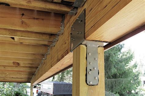 how to join wood beams and joists with metal bracket|strongest post to beam connection.